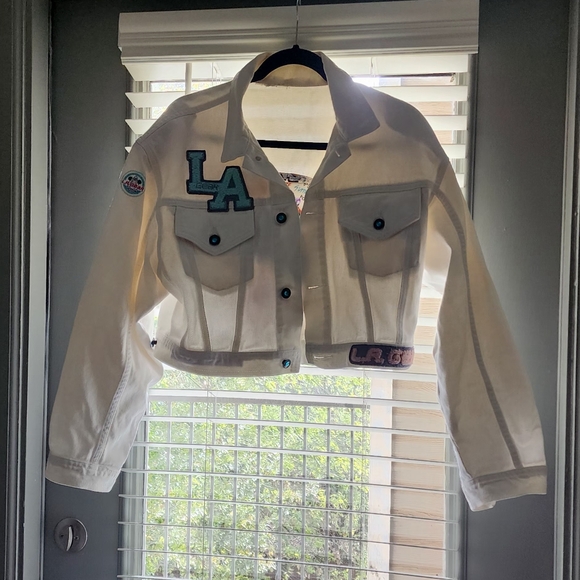 Vintage LA Gear White Denim Cropped Jacket - Picture 4 of 12